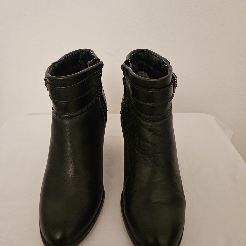 a.n.a Sleek Black Leather Ankle Booties